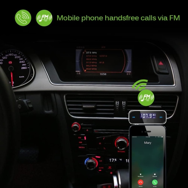 3,5 mm FM-sändare LCD Diaplay musikljud i bilen Trådlös sändare