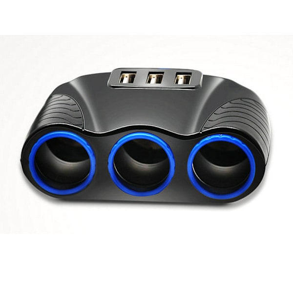 12-24V 3-vägs cigarettändaruttag Splitter USB r Power Adapter Repl Ment