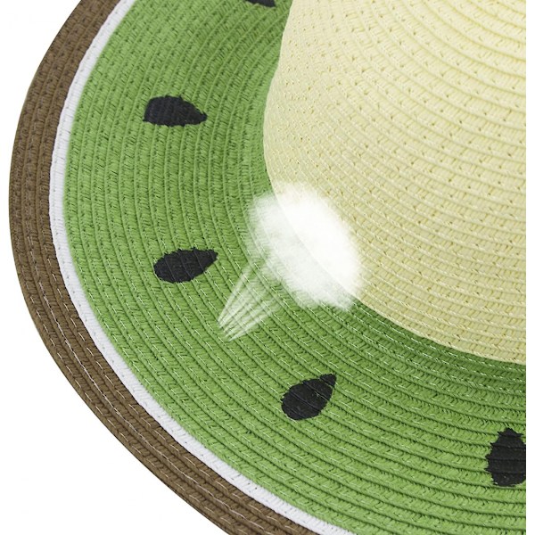 Pigebørns sommerhat i strå med bred skygge og floppy strandhat