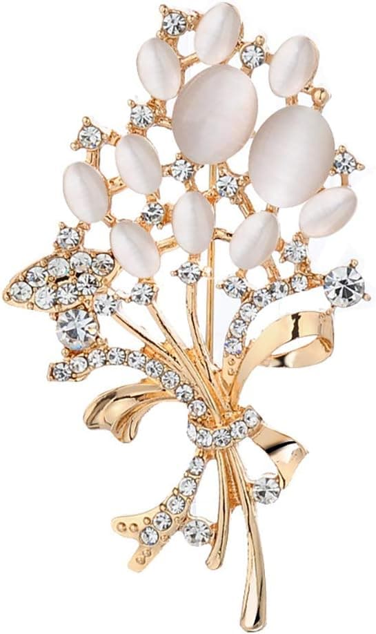 Moderne klare rhinsten broche pink blå ild opal sten blomst