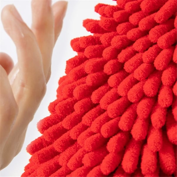 Chenille handduk, söt köksbadrum absorberande näsduk, röd