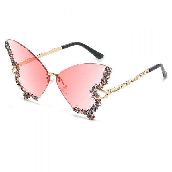 Innfatningsfri sommerfuglform solbriller Party Innrammeløse briller for kvinner