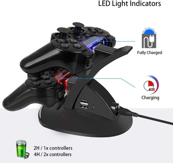 Lämplig för PS3-kontrollerladdare, Dual Console Charger Charging Doc