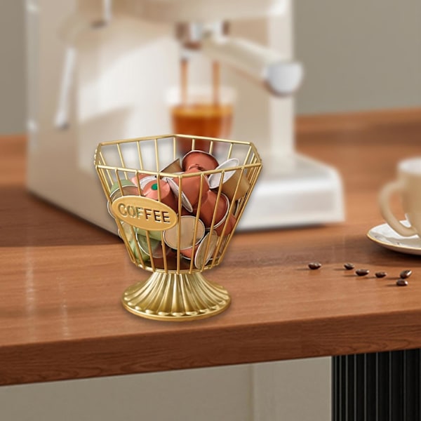 Kapselhållare Kaffetillbehör, Kaffekapselkorg Bärbar Robust Kaffepod Förvaringsställ Kaffepod Hållare för Bord, Guld