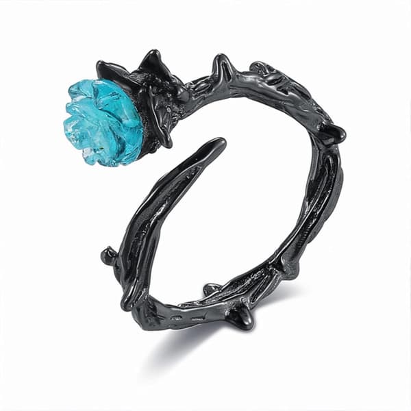 Black Thorns Punk Par af Ringe Parret Blå Krystal Rose Statement Fin