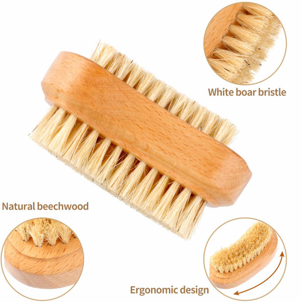 1 st Nail Brush för rengöring Trä Fingernagel Borstar Två Sidor Cl
