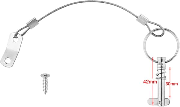 6,3 mm 1/4 tommer hurtigudløserpin med snor til båd Bimini Top Deck