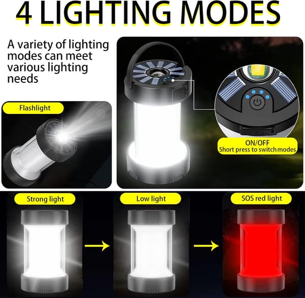 Solcelledrevet Campinglys, NINE CUBE Super Bright Hurricane LED Nødlampe