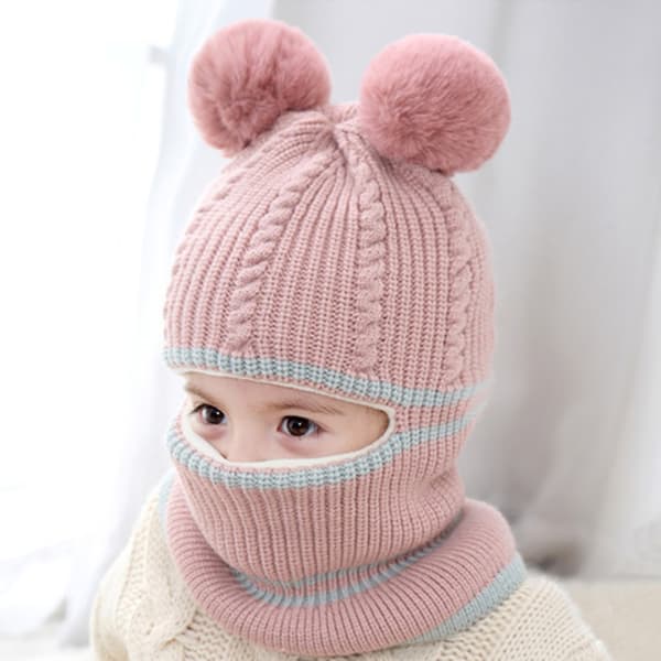 Mössa Baby Ring Hat Pom Pom Vinter Barnmössa Stickad Söt Mössa Gi