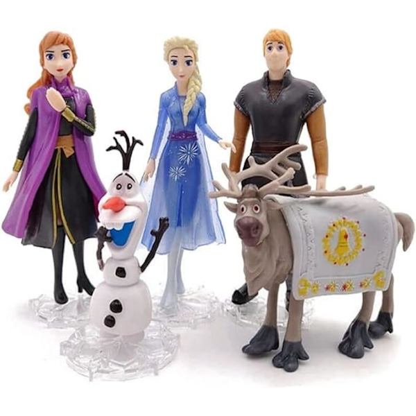 Frozen Action Figures Kakepynt Leke, Frozen Kakedekorasjoner for Bursdagsfest (5 Pakk)