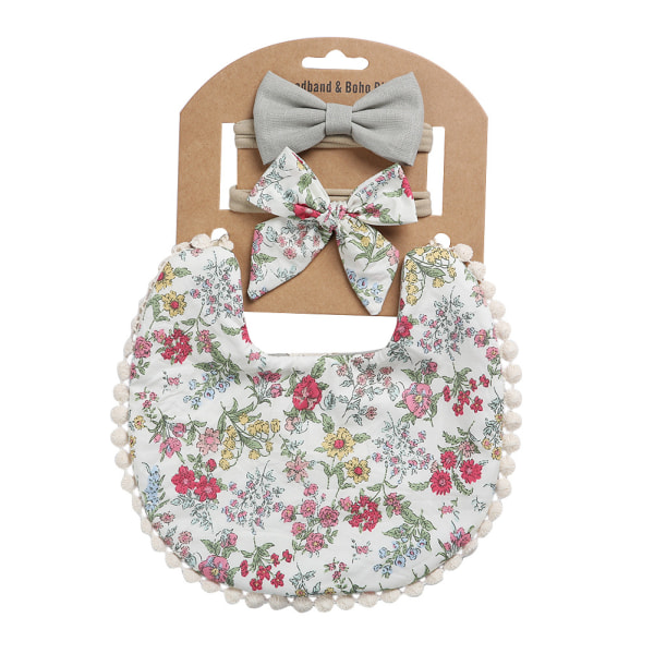 Baby pandebånd+kvast spyt håndklæde kit fotografering rekvisitter blomsterprint