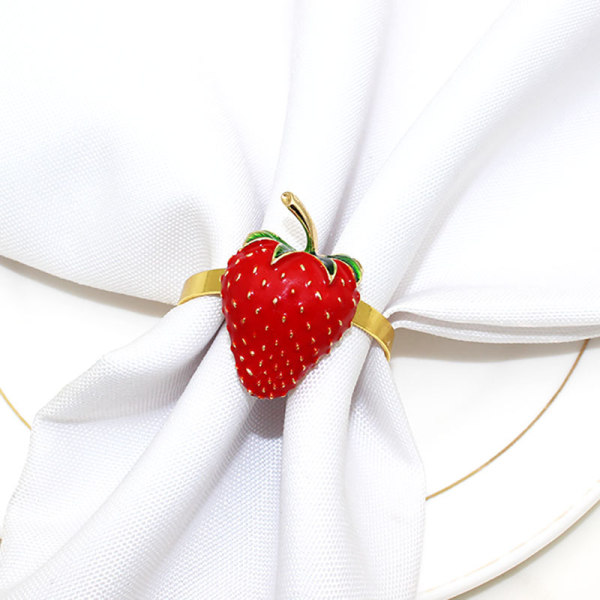 Jordbærservietringe, Sæt med 12 Fashion Simple Fruit Series Strawber