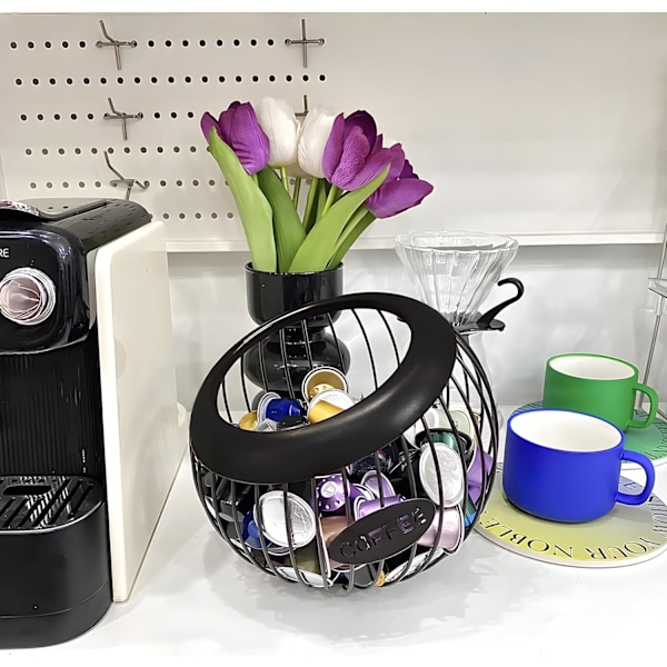 Kaffekapselholder, Kopholdere til Bordplade, Kaffebar Tilbehør & Dekoration, Stor Kapacitet Organizer, Kaffestation Organizer, Metal Kaffekapsel Opbevaring