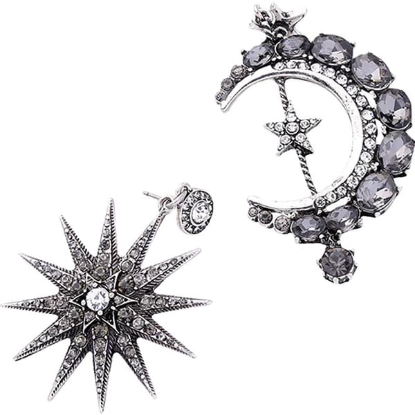 Overdrevne Luksus Sol Måne Stjerne Dråbe Øreringe Rhinestone Punk Øreringe
