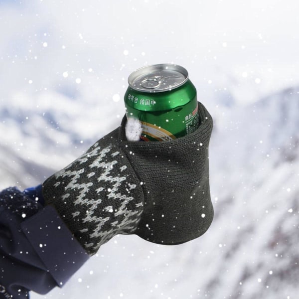 Beer Mitten Gloves - Beer Beverage Gloves Stickad Stitched Drink Mitt Hol