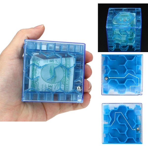 Penge labyrint puslespill boks, kubeformet puslespill pengeholder boks, myntsamling kube sparebank etui, perfekt pengeholder puslespill og hjernetrim