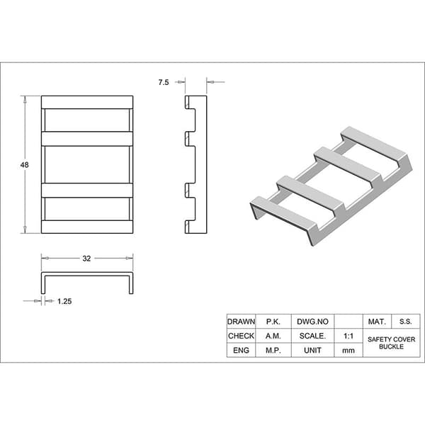 Säkerhetsskyddsspänne i rostfritt stål - 3-pack-48*32mm