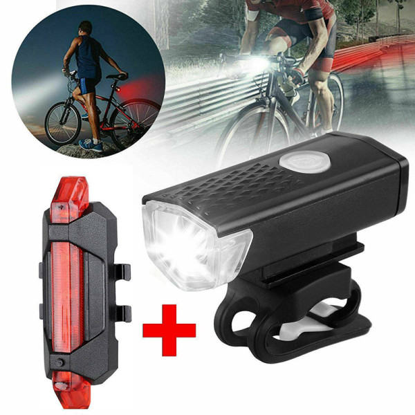Polkupyörän pyöräily LED-etuvalo takatakalamppu USB -ladattava