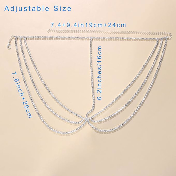 Rhinestone Face Chain Silver, Crystal Layered Bridal Head Chain Face J
