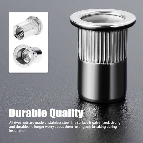 100 stk. M6 fladhoved gevindnitte, 304 rustfrit stål gevindnitte, gevindindsatser sortiment til mental(12mm*15mm)