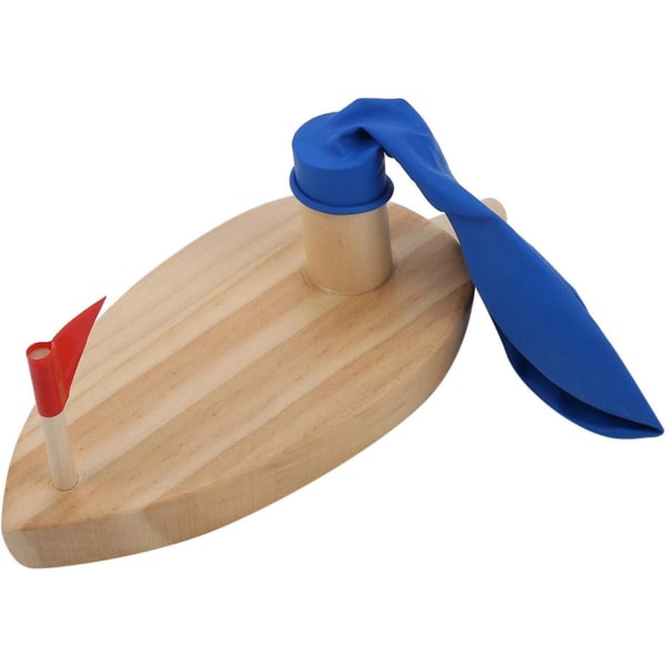 Inertial Power Balloon Boat,Balloon Powered Wooden Boat Cartoon Childr