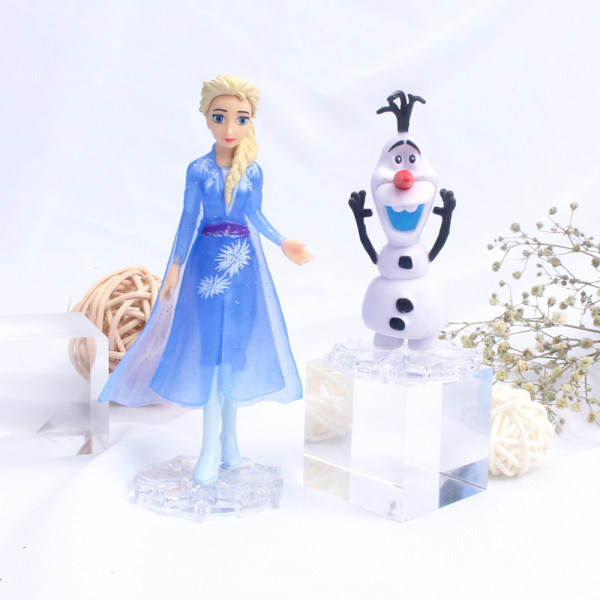 Frozen Action Figures Kakepynt Leke, Frozen Kakedekorasjoner for Bursdagsfest (5 Pakk)