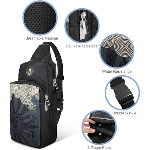 Ryggsäck för Nintendo Switch/Lite/OLED/Konsol, bärbar nylon vattentät crossbody axelväska bröstväska sidospelväska för män