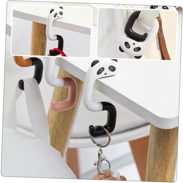 6 kpl avaimen lompakko muovi ripustin pouf pöytä reppu koukut opiskelija monitoiminen panda, 7,5 * 5 cm