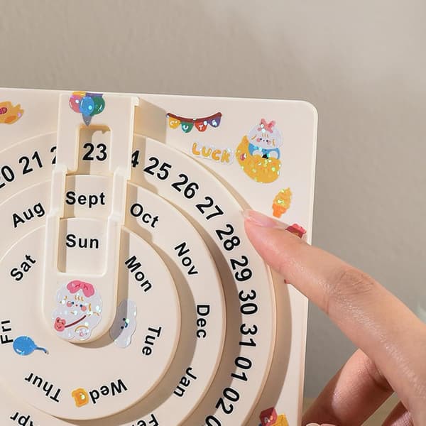 Evighetskalender cirkulär, 5 tum kalender roterande evighetskalender