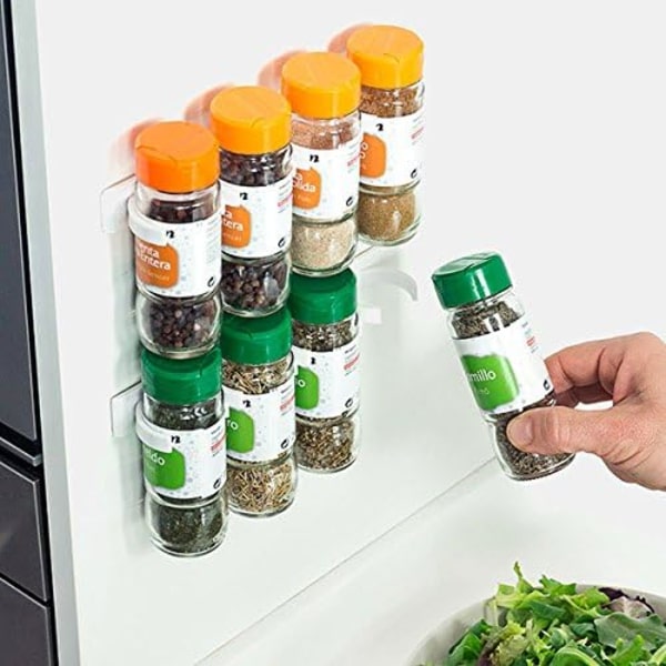 Organiserholdere Klipp Organiser for 20 Krydderglass - Lim og Delbar Oppbevaring - Nyttig for Oppbevaring av Urtepotter eller Krydderbeholdere