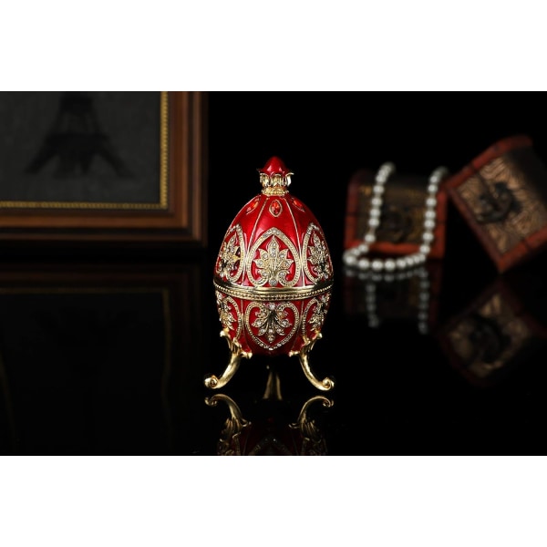 Håndmalt emaljert rød Faberge Egg Style dekorativ pyntegjenstand