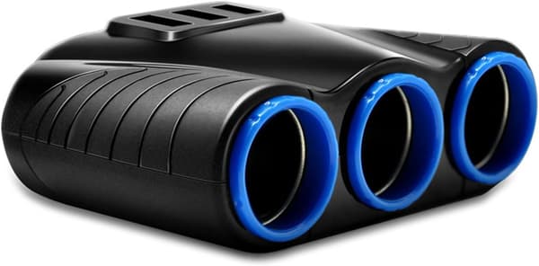 12-24V 3-veis sigarettenneruttak Splitter USB-strømadapter Repl Ment