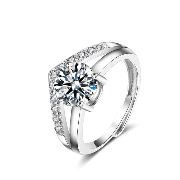 Kvinde Krone Version Trekantet Zirkon Ring Justerbar Ring~sølv