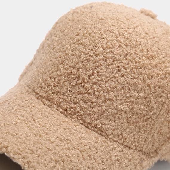 Vinter Baseball Cap til kvinder Lammeuld Ensfarvet Varm Baseball Cap