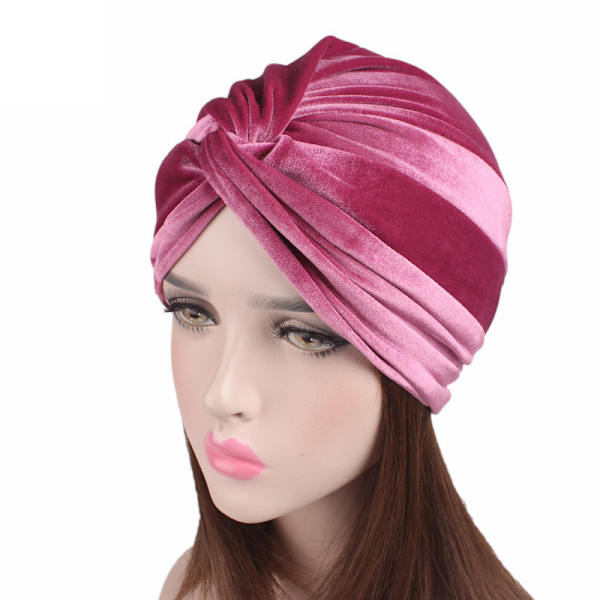 Mjuk stretchig sammets chemo cross rotate turbanhatt
