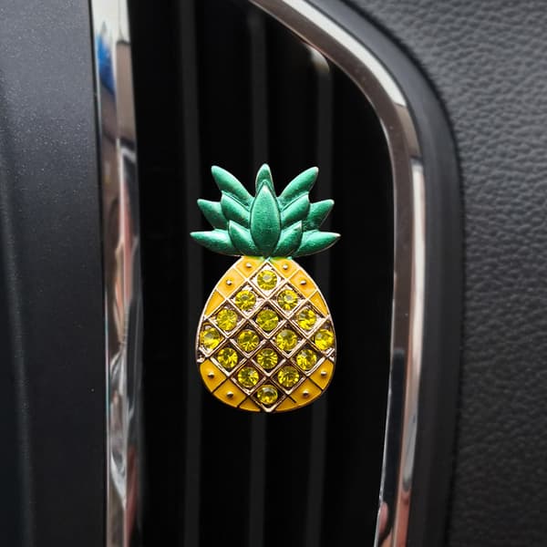 2 stk. bilventilationsklips, søde rhinsten ananas auto aircondition F
