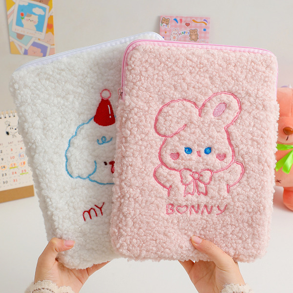 Sarjakuvapehmoinen iPad-säilytyspussi, tabletin vuoripussi suojakotelo, pinkki