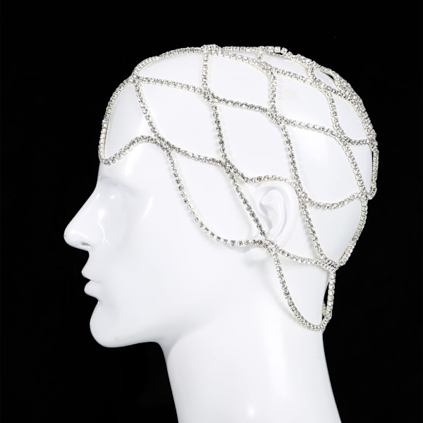 Smykkehovedbeklædning, Krystalhovedbeklædning Smykkehovedkæde Mesh Sølv Hovedkæde Smykke Shinny Boho Style Tilbehør til Kvinder Bryllup
