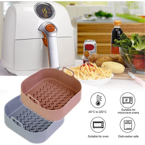 2 st Air Fryer Silikonform 8 tum Silikon Air Fryer Liners Korg Mat S