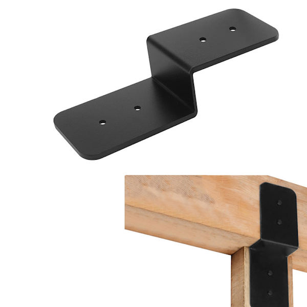 4 Pakke Pergola Takbjelke Braketter, Heavy Duty Stål Z Braketter, Dobbel Vinkel