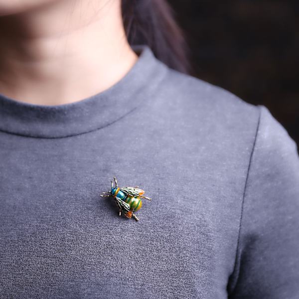 Emalj Cikada Krage Broscher Insekt Corsage Brosch Pins för Unisex Kläder Tillbehör 2.6*3.5CM grön