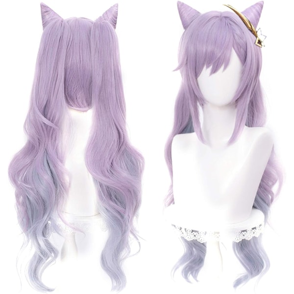 Lilla Gradient Cosplay Paryk til Spil Genshin Impact Lolita Gradient Fest Harajuku Hår