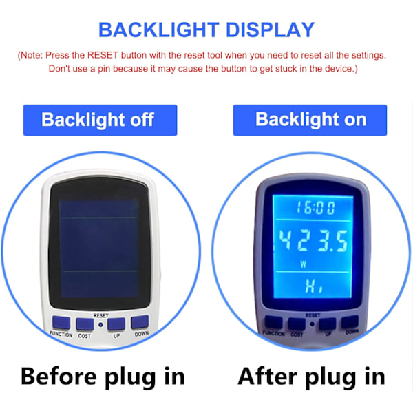 Uppgraderad Watt Power Meter Plug Hem Elförbrukning Monitor Konsumtion
