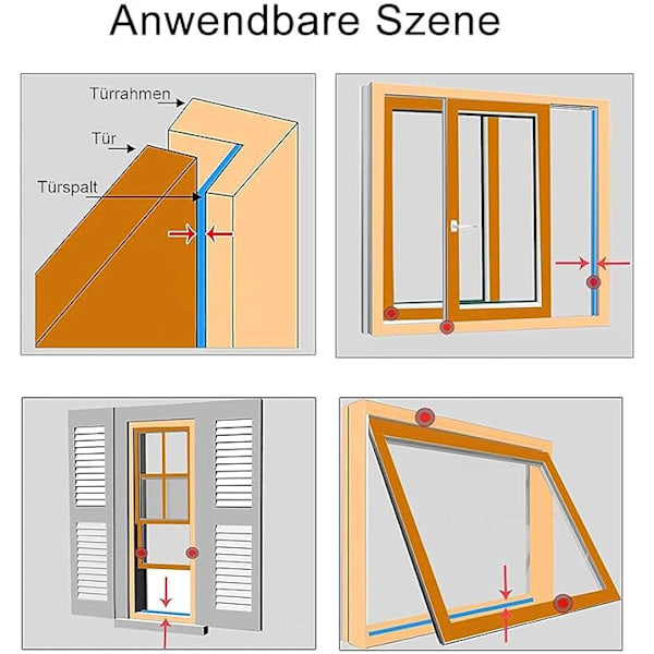 Vindueisoleringstætning, 6 mm (B) x 3 mm (H) x 15 m (L) klæbende skumtætning, vindue