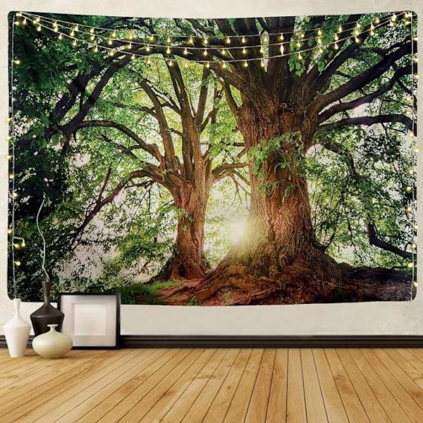 Väggbonader Väggbonad för sovrumsdekoration Natur Skog Gobeläng Trä Gobeläng Landskap Mörkgrön Gobeläng Dekor Poster, 59\" L x 51\" W grön