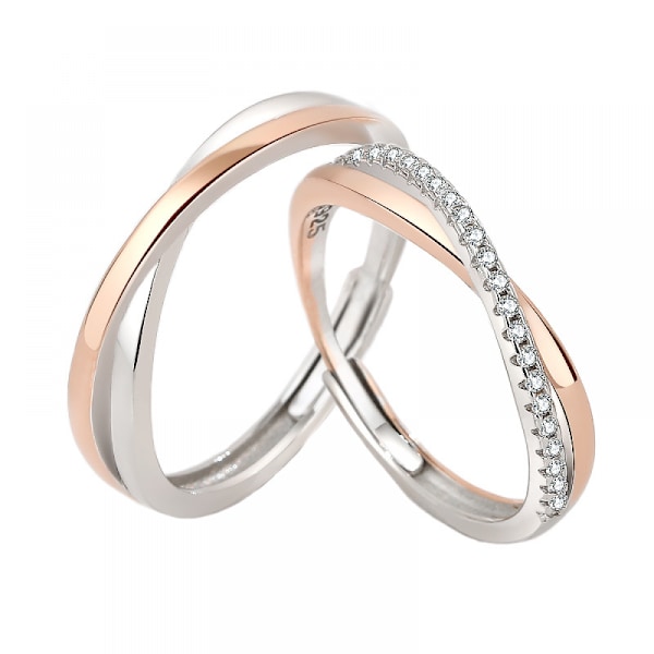 Mobius-parring, åpen kryssdesignring med nisjedesign i S925 sterling sølv