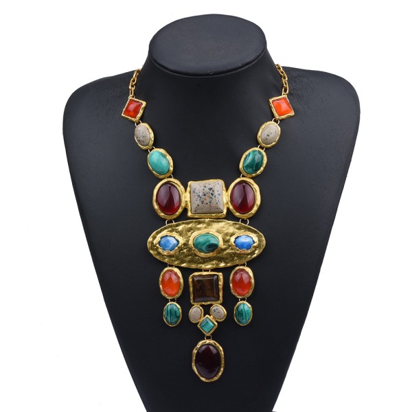Halskjede for kvinner, lang halskjede med barokk geometriske smykker, Vintage Sho