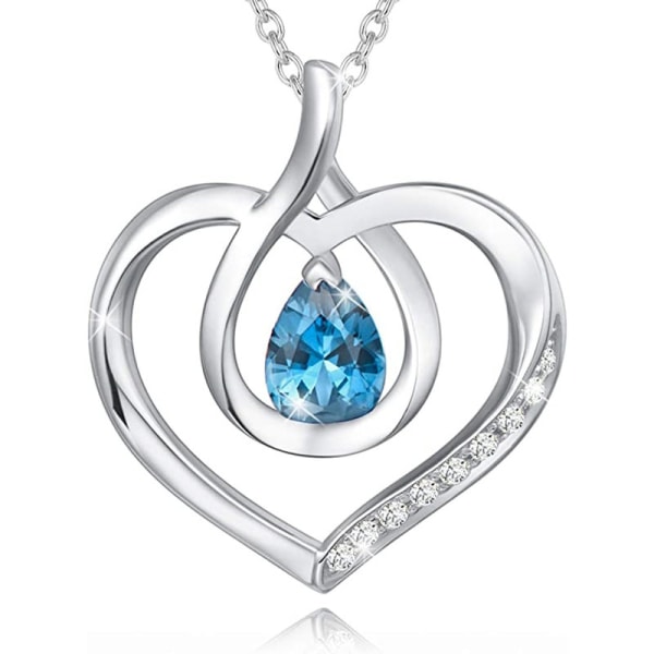 Alla hjärtans dag presenter hjärta Birthstone halsband för hennes Sterling Silver