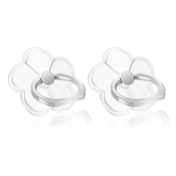 2-pack genomskinliga blommiga mobiltelefonringar 360 graders rotation genomskinlig glitter