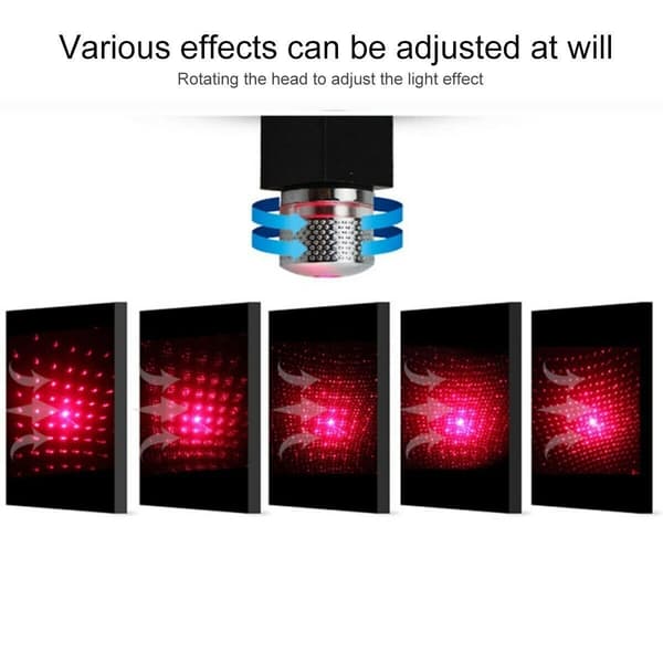 Mini LED-projektorlampe Stjernenatt, USB-pluggnattlys, romantisk